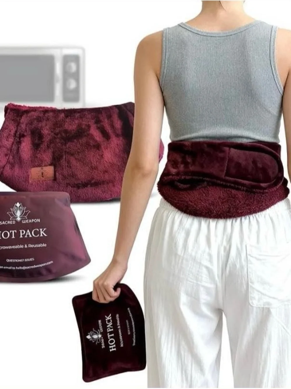 NEW - Microwavable Heating Pad for Period Cramps, PMS & Bloating, Wearable